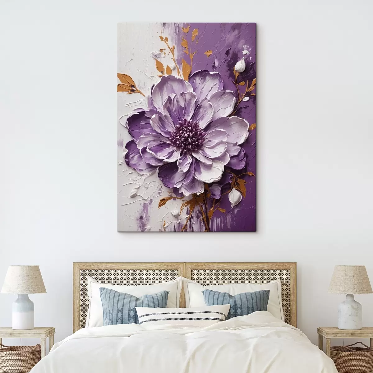 Tableau Fleur violette dans le style de la peinture volumétrique s45492