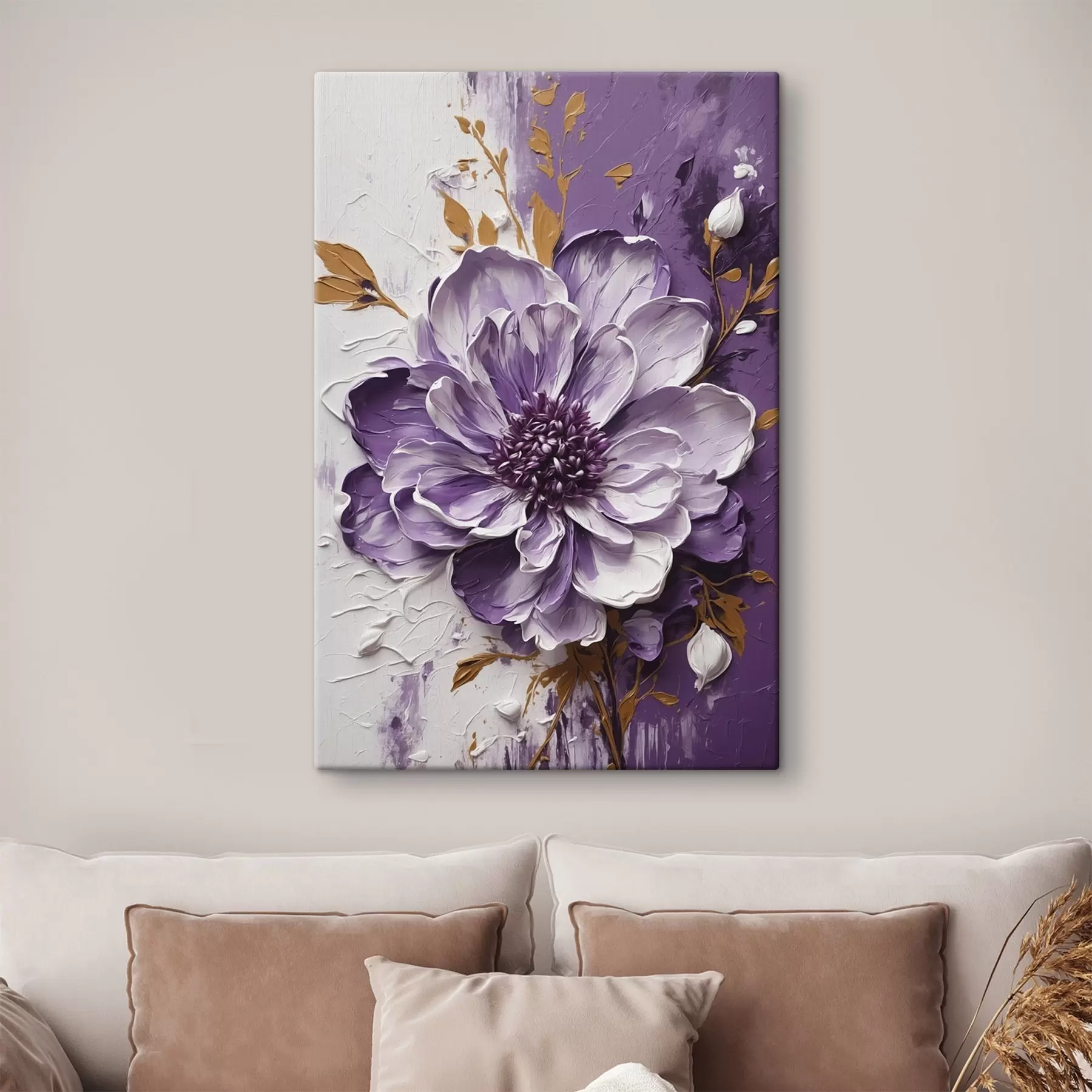 Tableau Fleur violette dans le style de la peinture volumétrique s45492