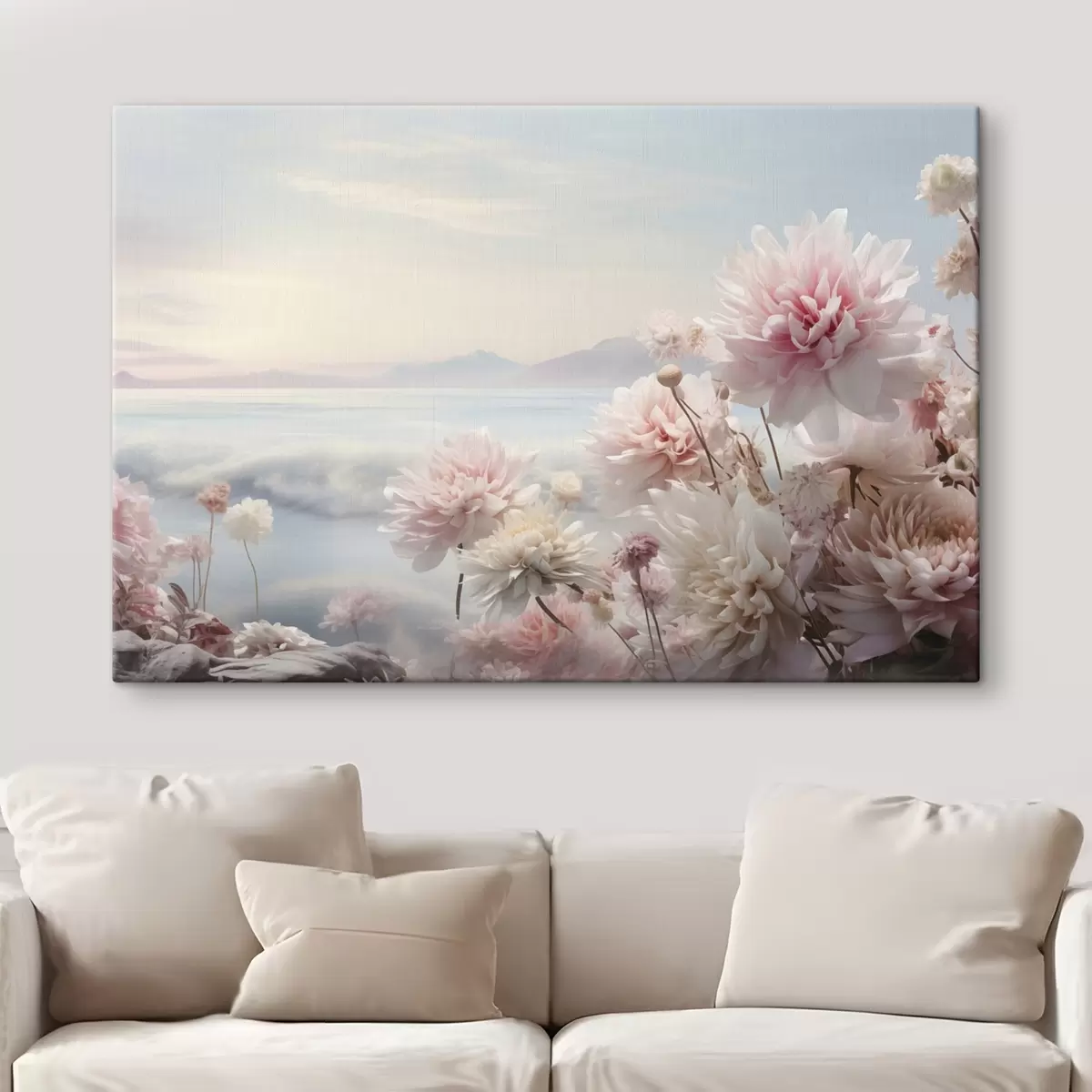 Tableau Peinture abstraite dans les tons blanc, bleu et bleu foncé s45496