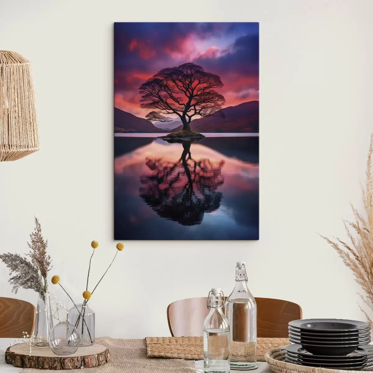 Tableau Grand arbre au coucher du soleil s45504