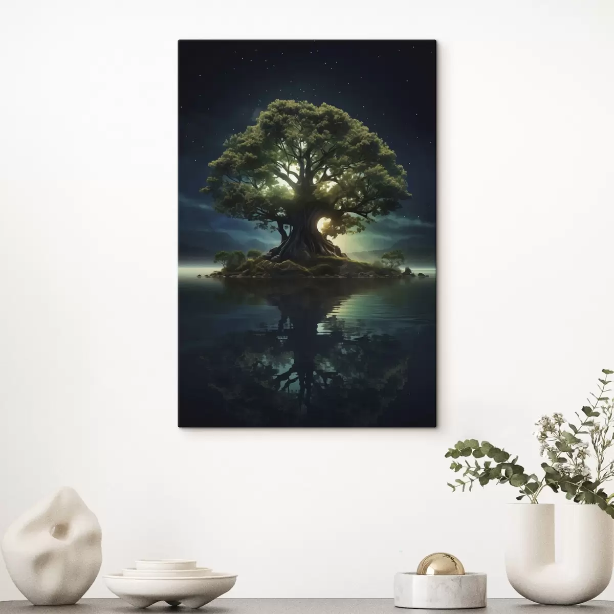 Tableau Arbre gigantesque la nuit s45510