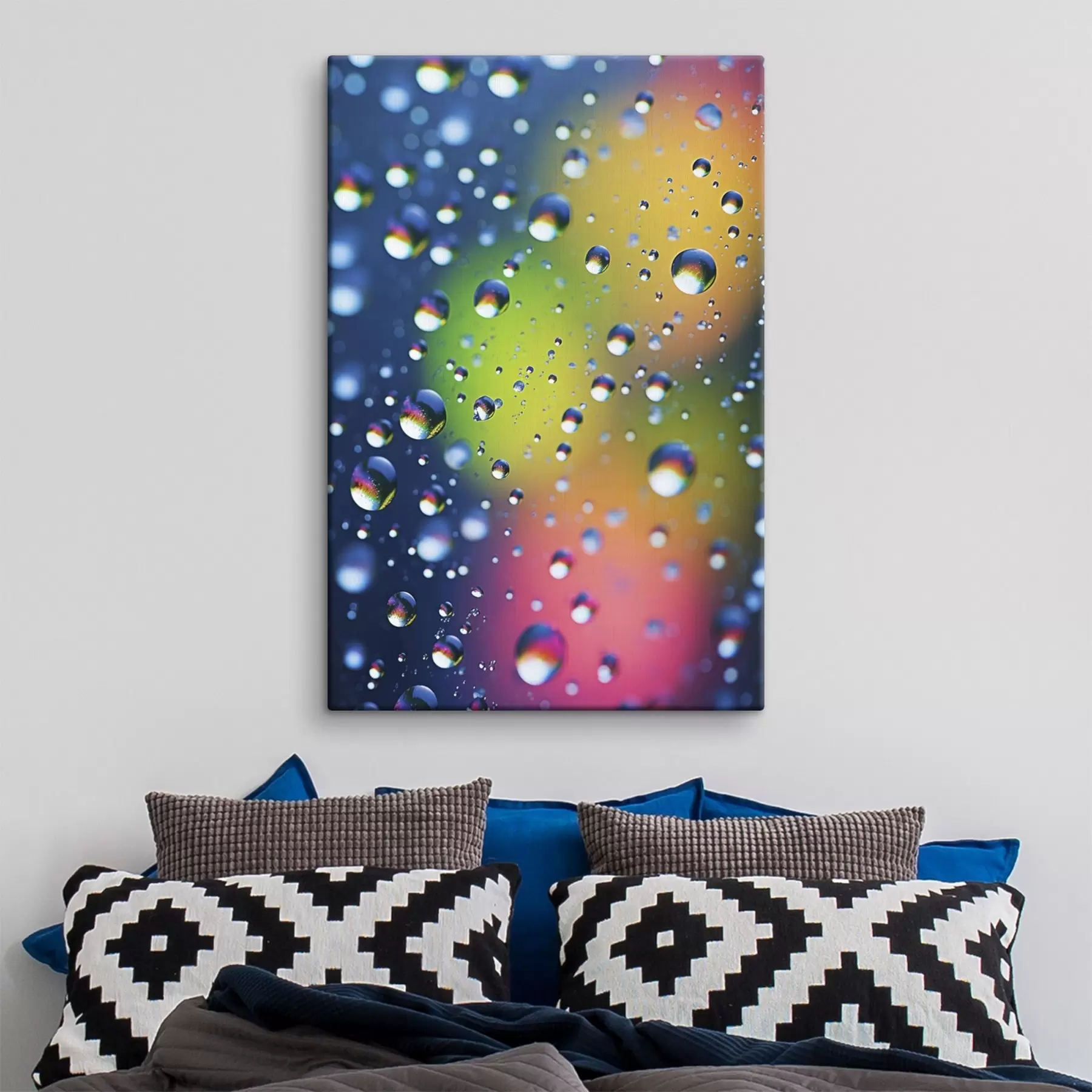 Tableau Reflets colorés dans les gouttes d'eau s45522