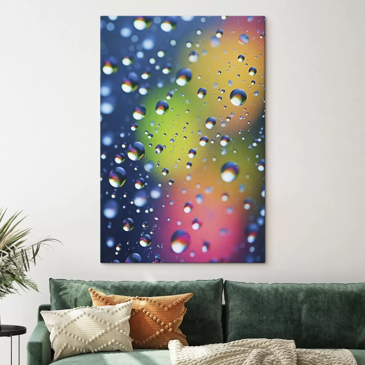 Tableau Reflets colorés dans les gouttes d'eau s45522