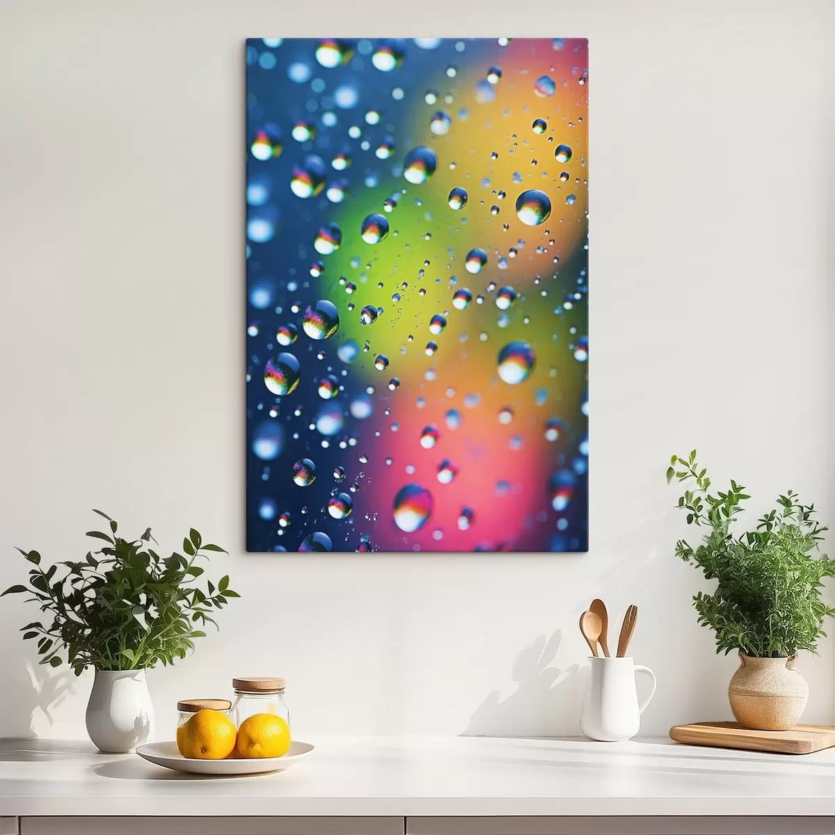 Tableau Reflets colorés dans les gouttes d'eau s45522