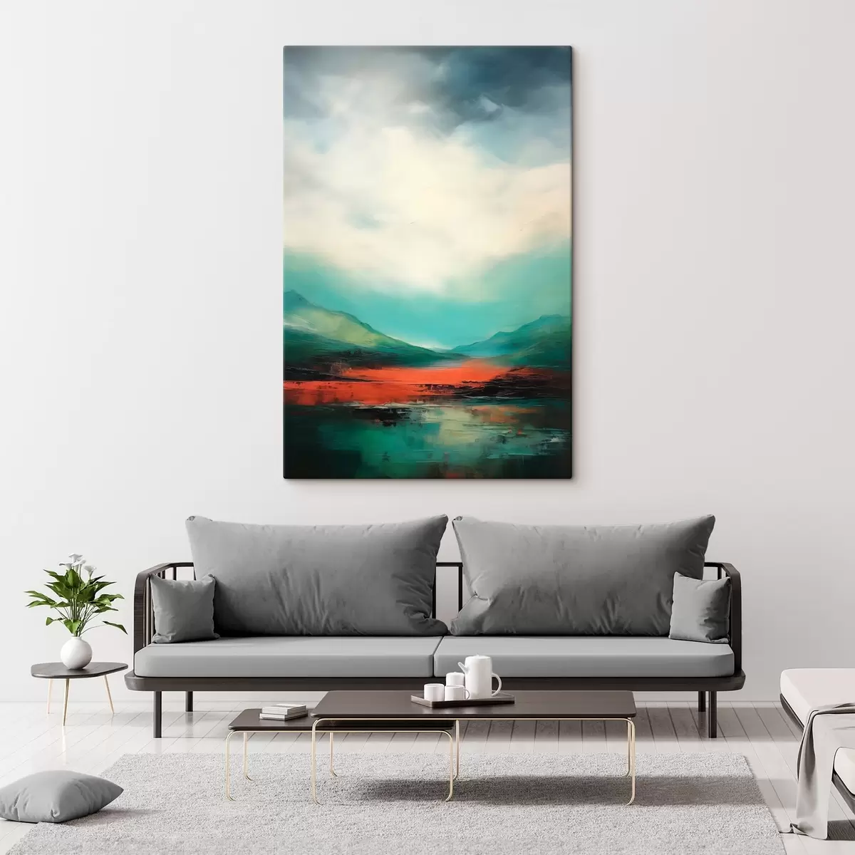 Tableau Paysage lumineux avec nuages et montagnes s45626