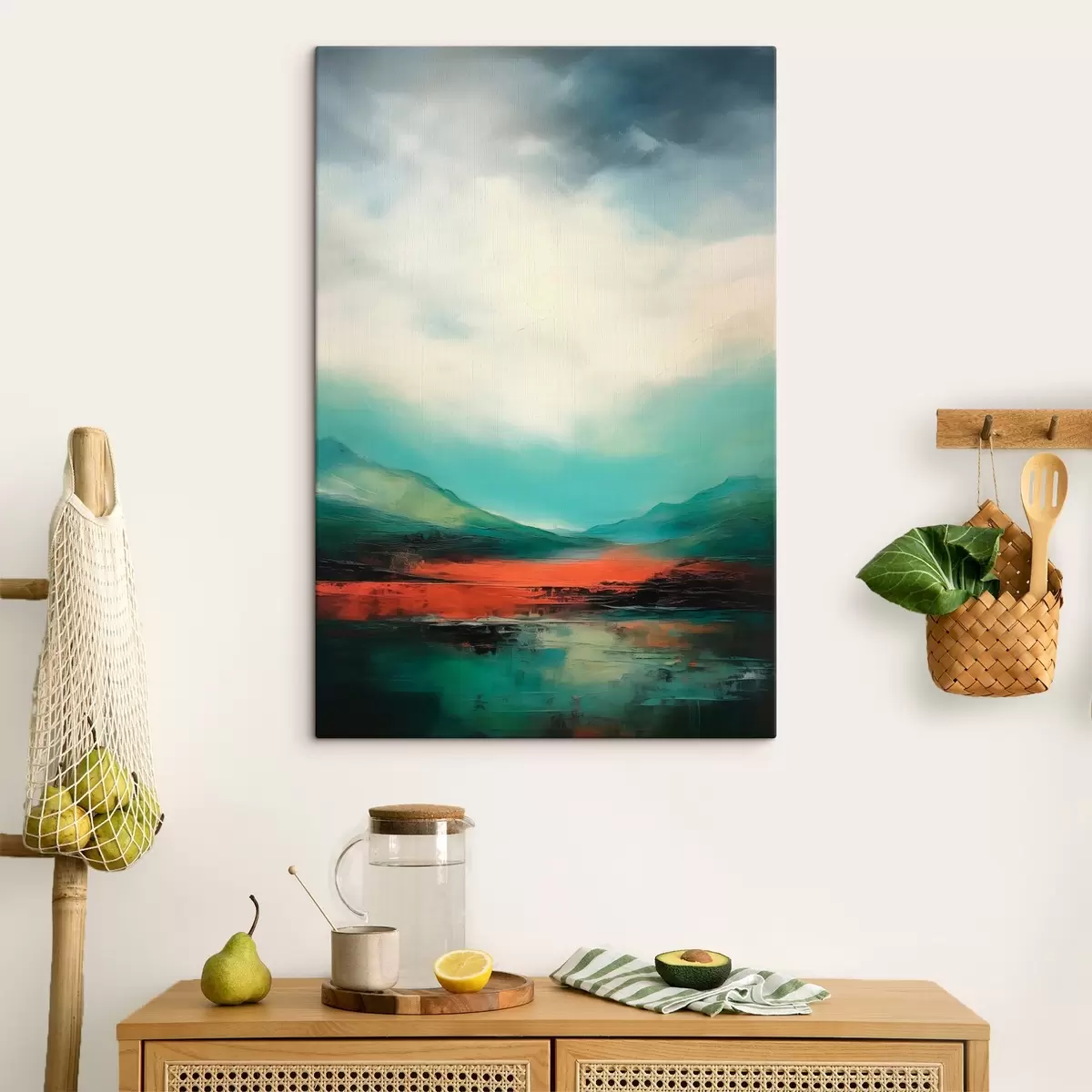 Tableau Paysage lumineux avec nuages et montagnes s45626
