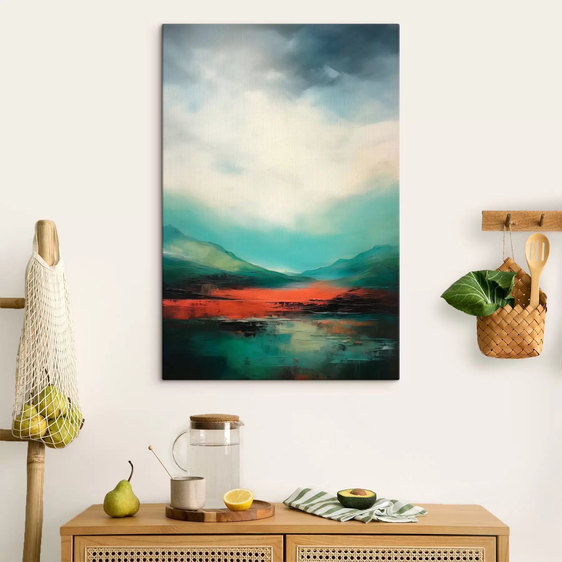 Tableau Paysage lumineux avec nuages et montagnes s45626