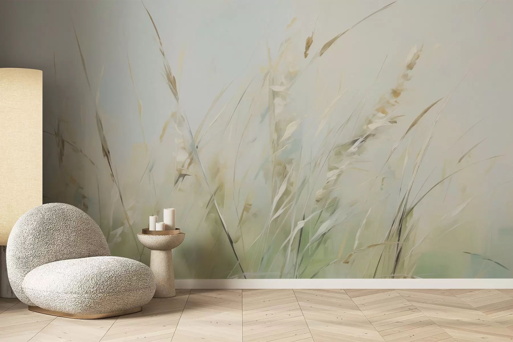 Papier peint Peinture d'imitation d'herbe w04484