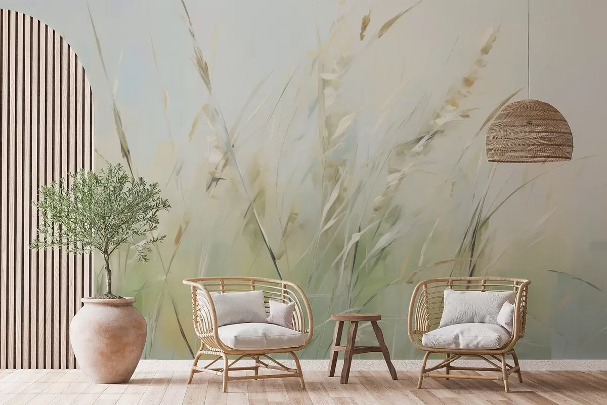 Papier peint Peinture d'imitation d'herbe w04484