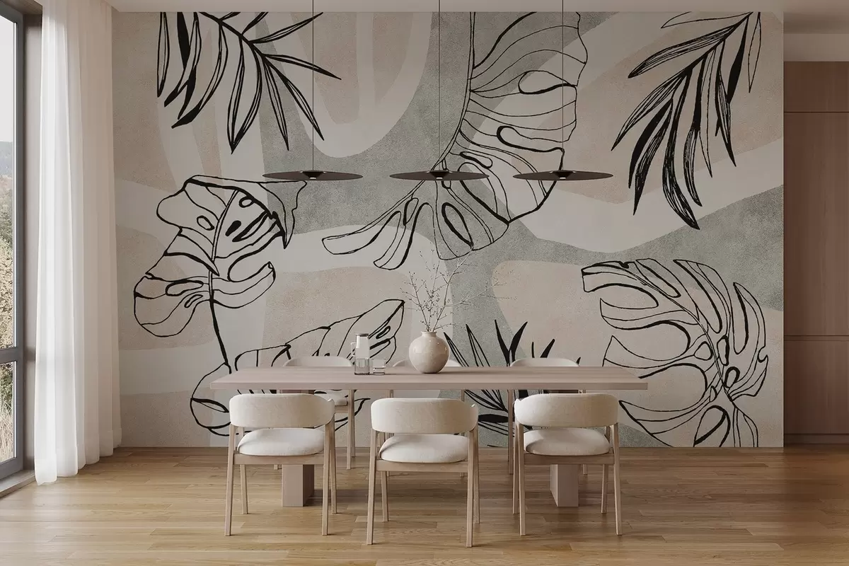 Papier peint Abstraction avec les plantes w04492