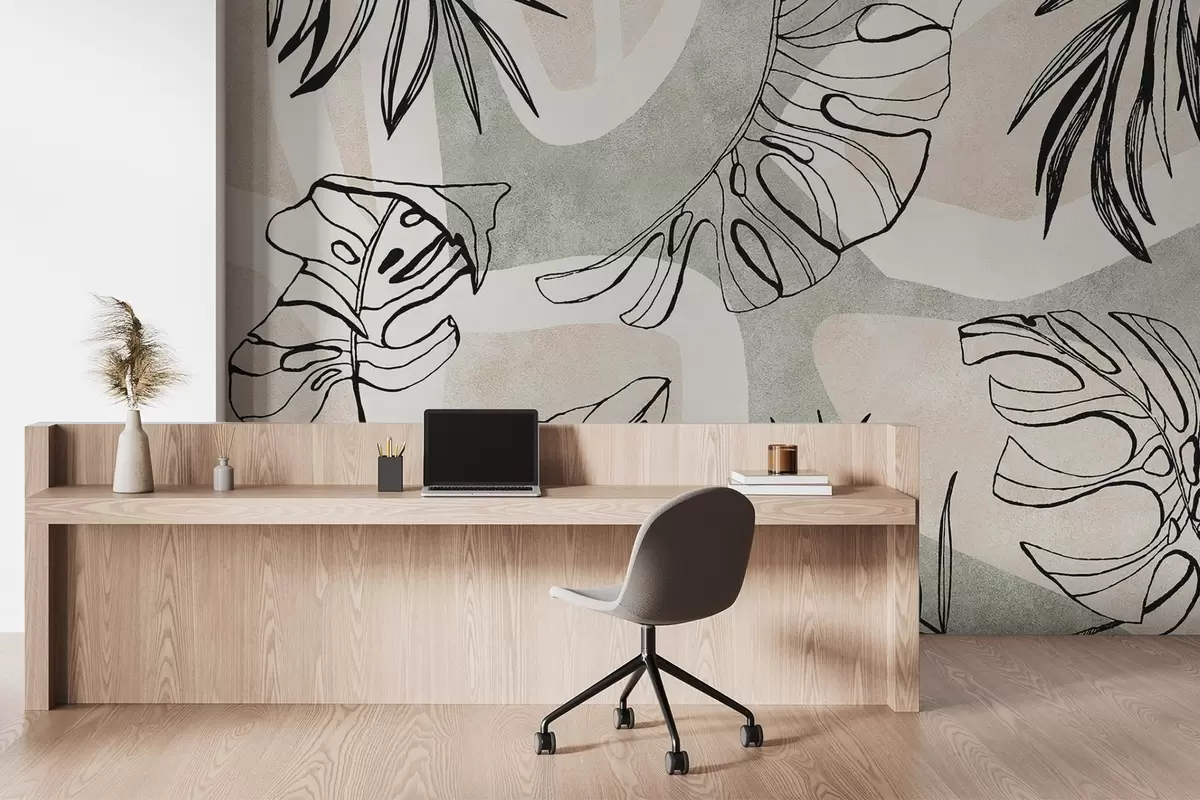 Papier peint Abstraction avec les plantes w04492