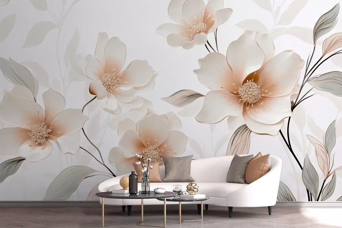 Papier peint Fleurs aux pétales de couleur pastel w09353
