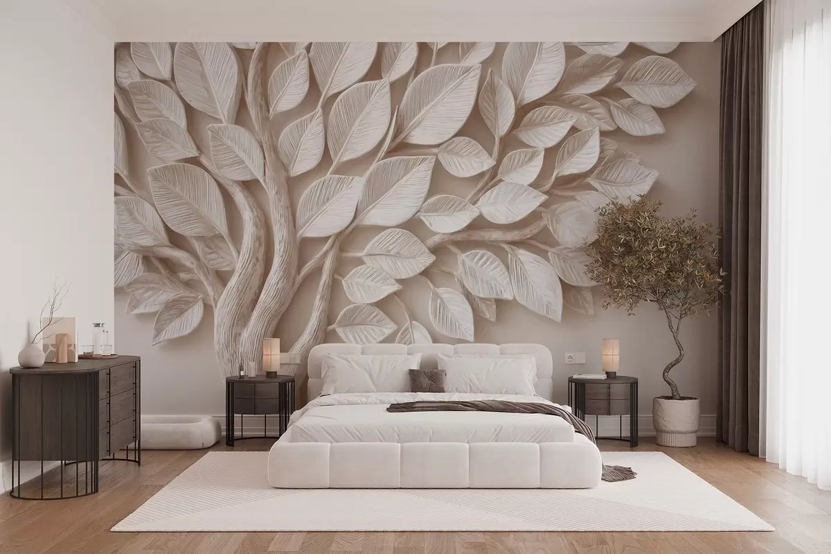 Papier peint Arbre en relief avec feuilles w09359