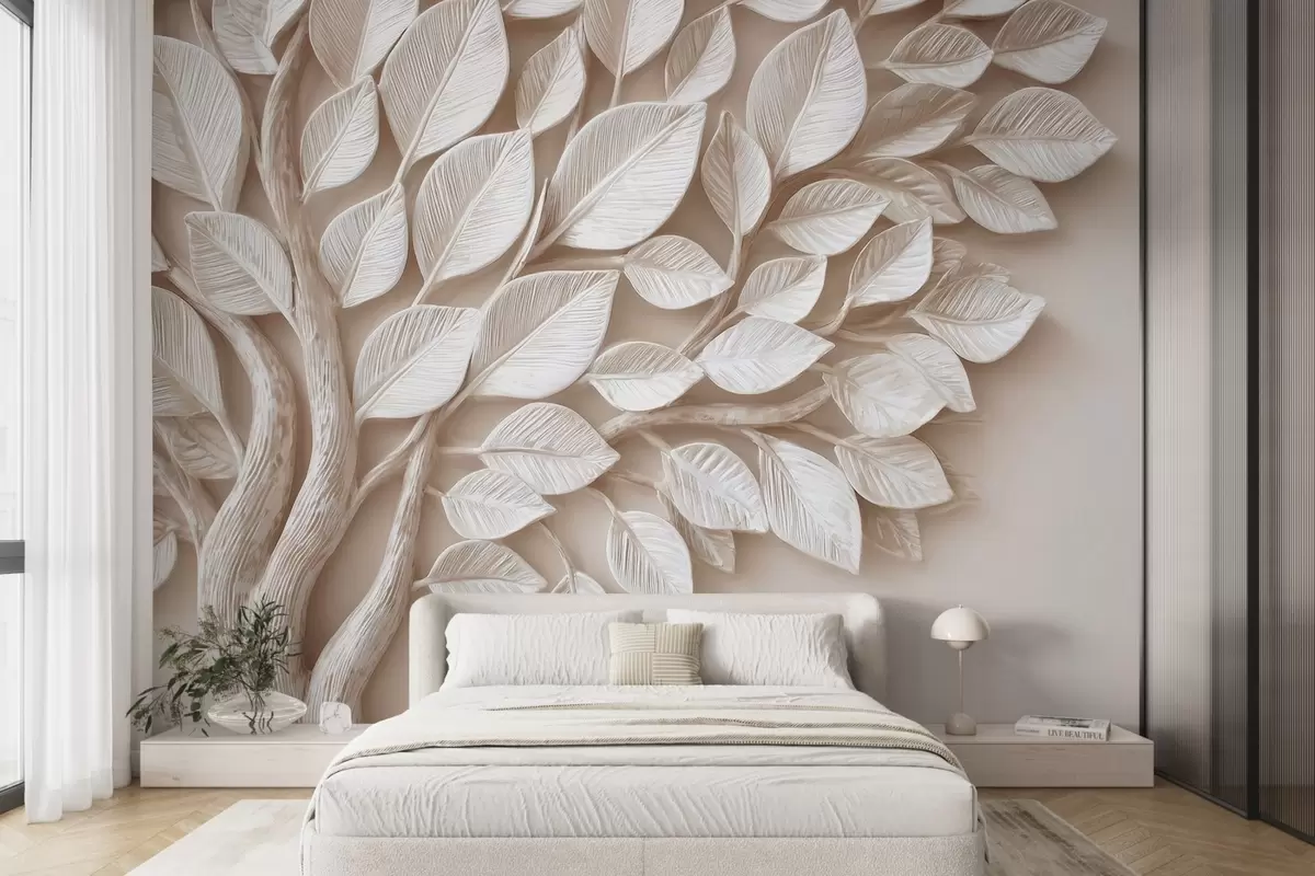 Papier peint Arbre en relief avec feuilles w09359