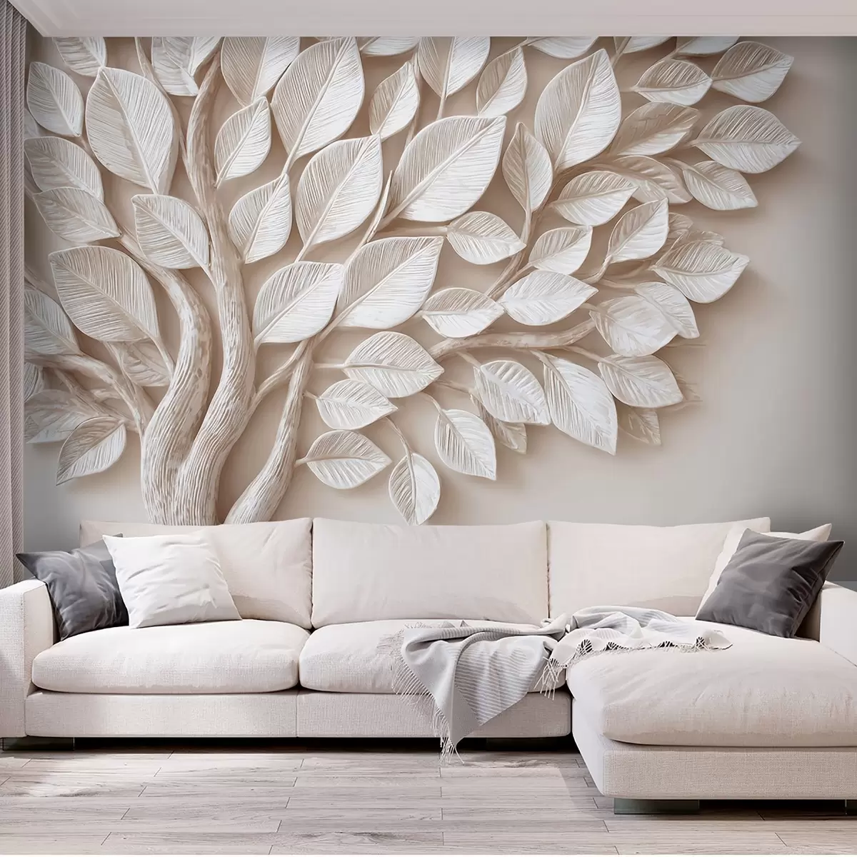 Papier peint Arbre en relief avec feuilles w09359