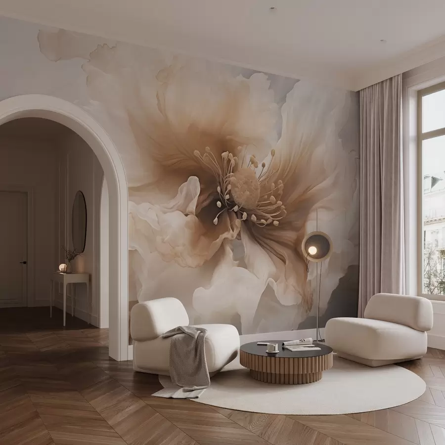 Papier peint Fleur délicate dans les tons chauds de beige w04446v1