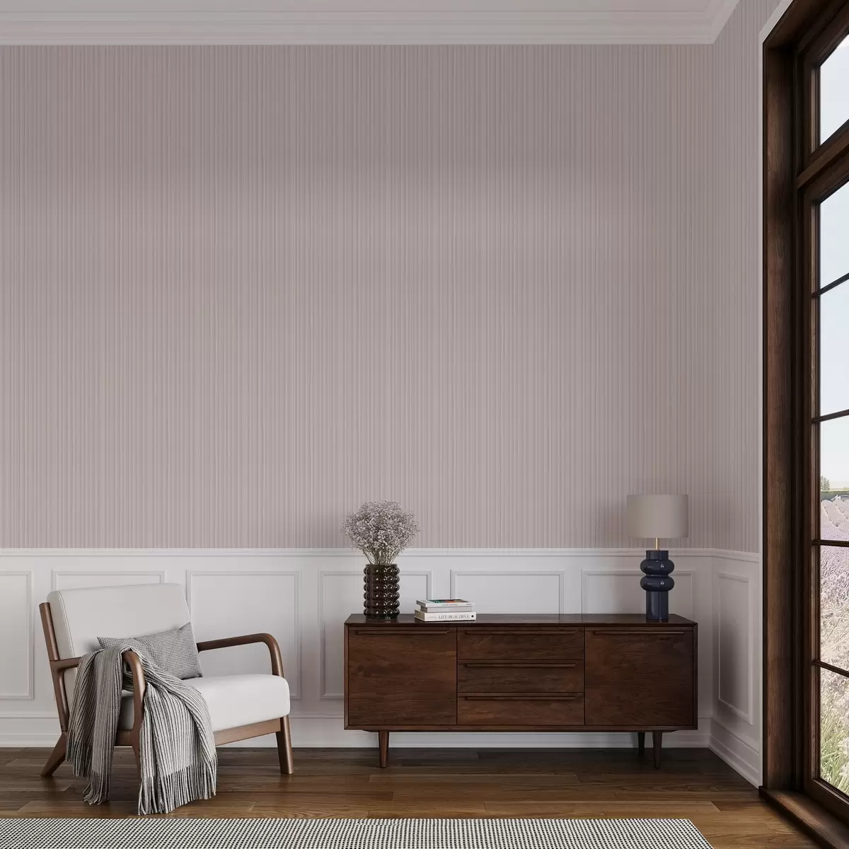 Papier peint Rayures rose pâle avec un doux dégradé a00511v1