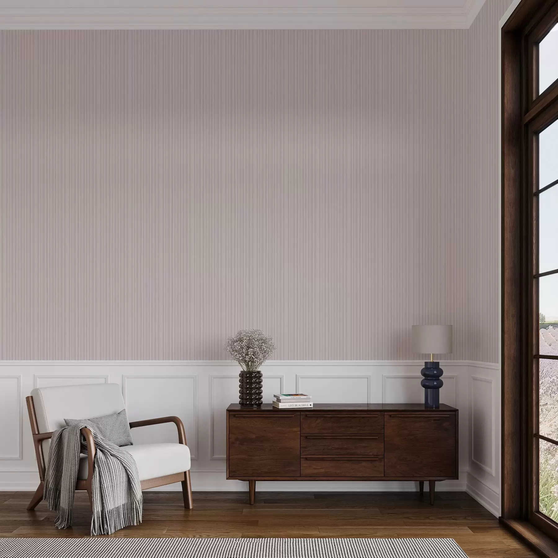 Papier peint Rayures rose pâle avec un doux dégradé a00511v1