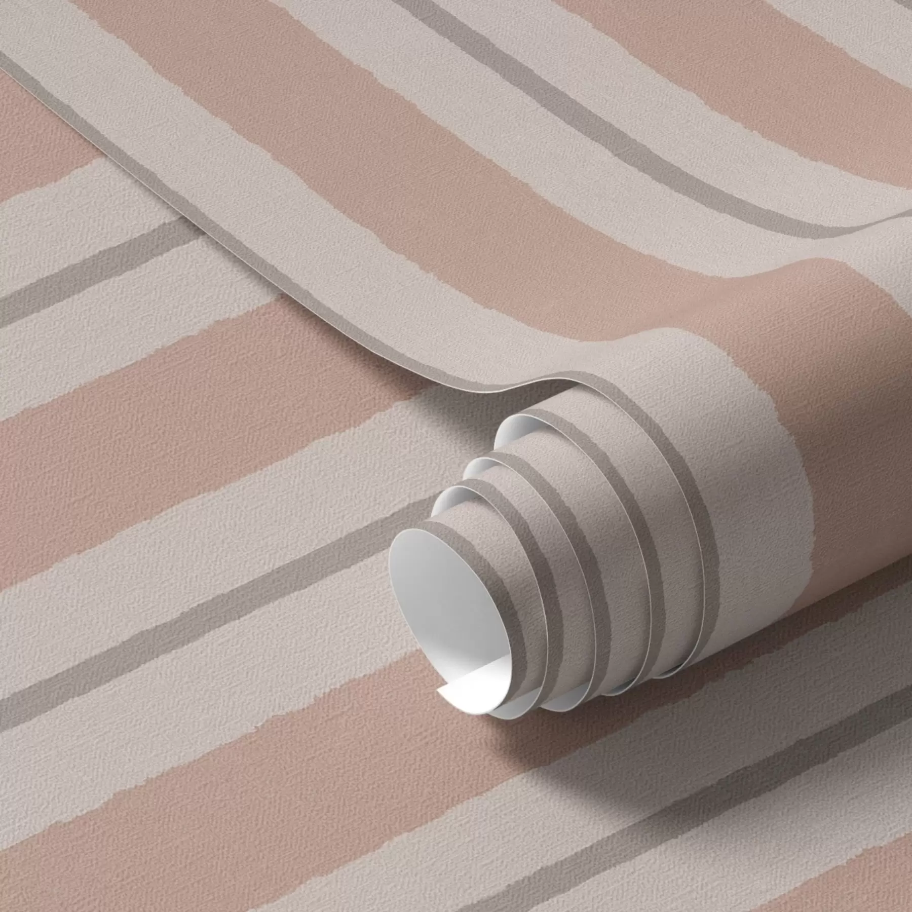 Papier peint Larges rayures beige-terre cuite avec un accent grisâtre a00513