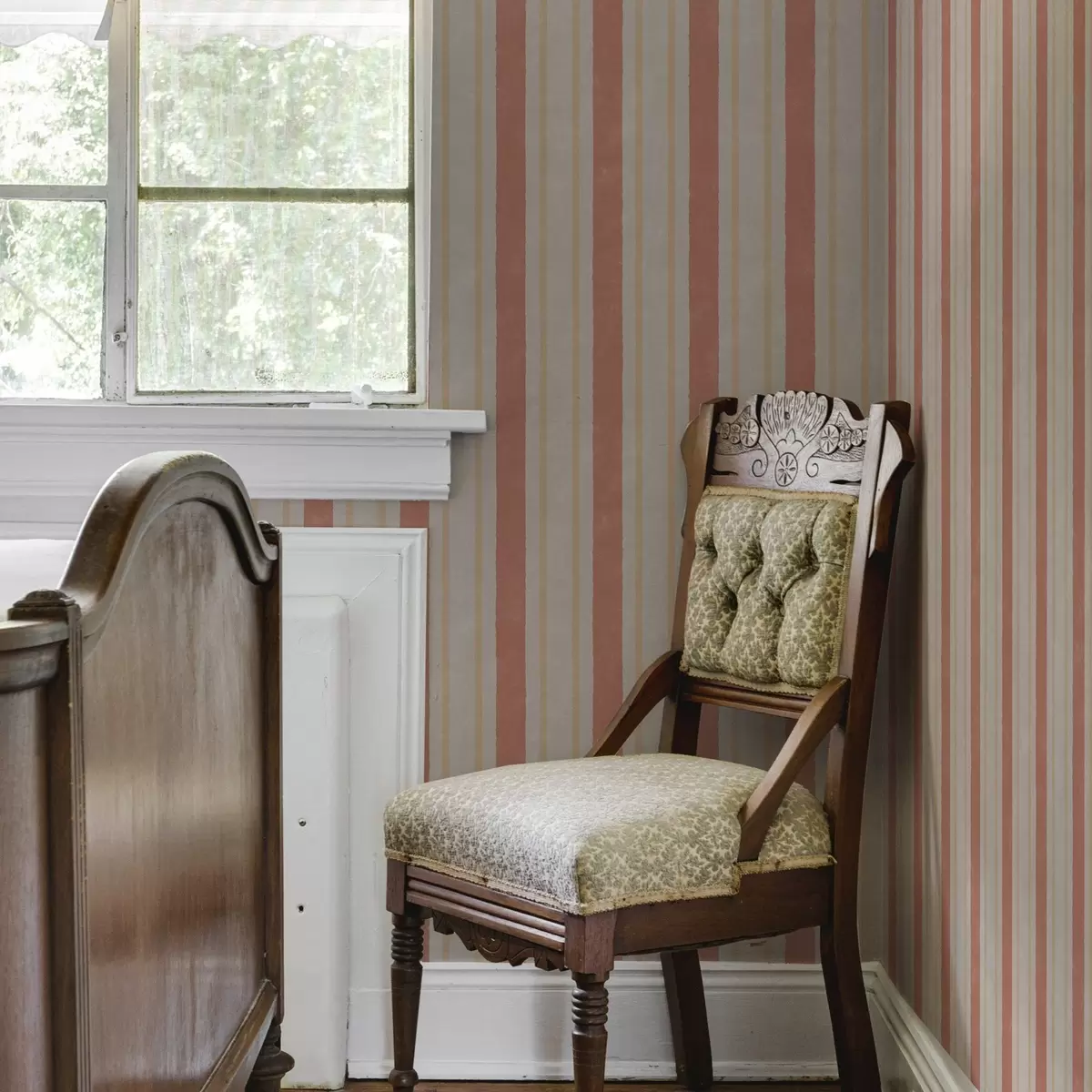 Papier peint Larges rayures dans les tons terracotta-beige a00514