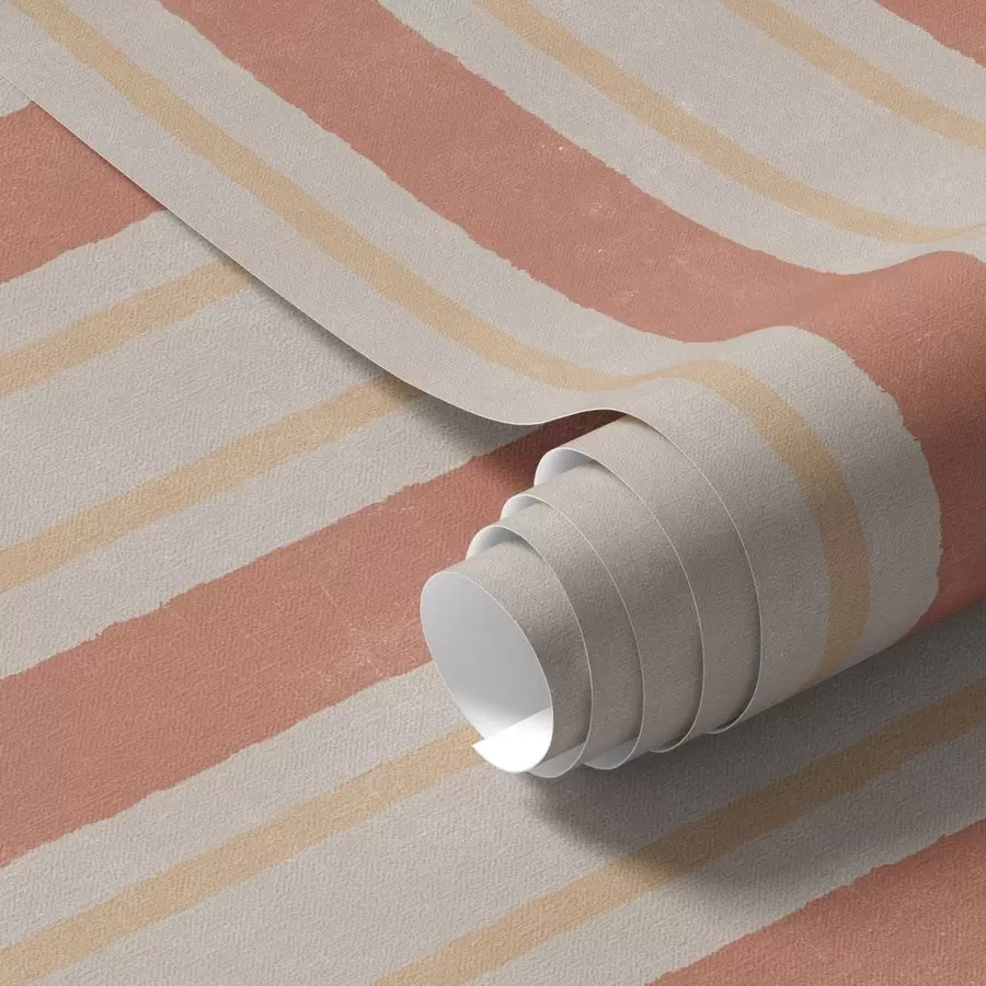 Papier peint Larges rayures dans les tons terracotta-beige a00514