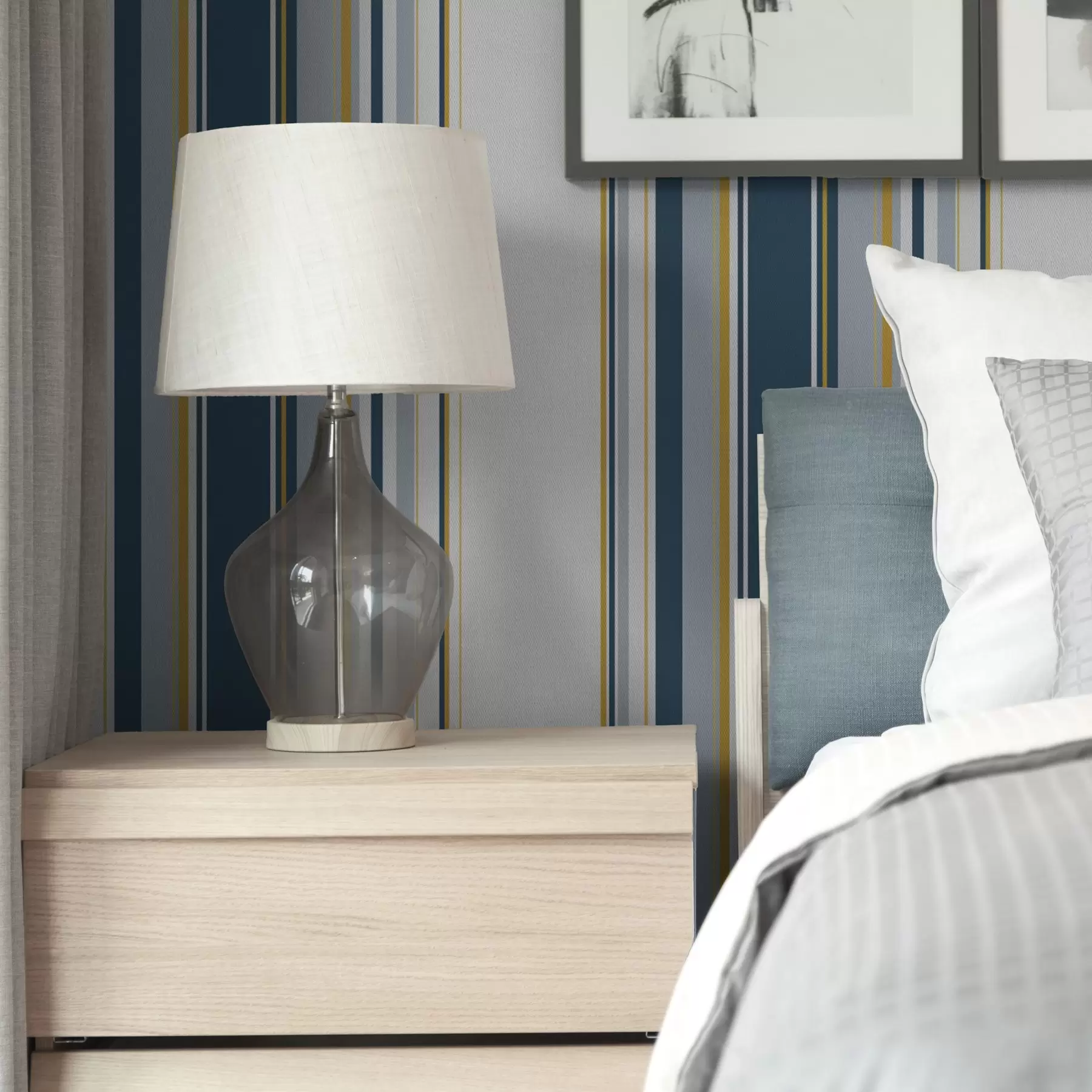 Papier peint Motif dense de rayures verticales bleues et jaunes a00524