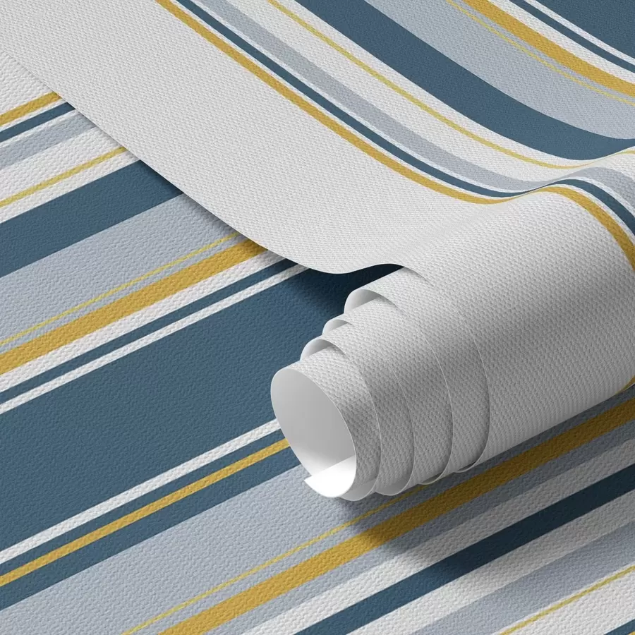 Papier peint Motif dense de rayures verticales bleues et jaunes a00524