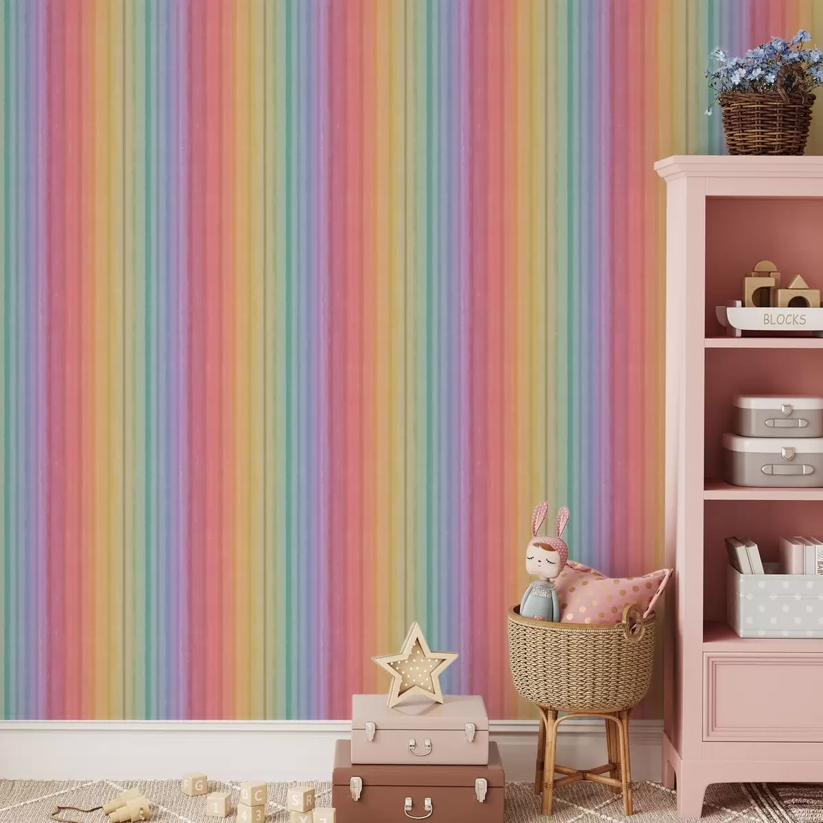 Papier peint Rayures arc-en-ciel avec accents de couleur expressifs a00553