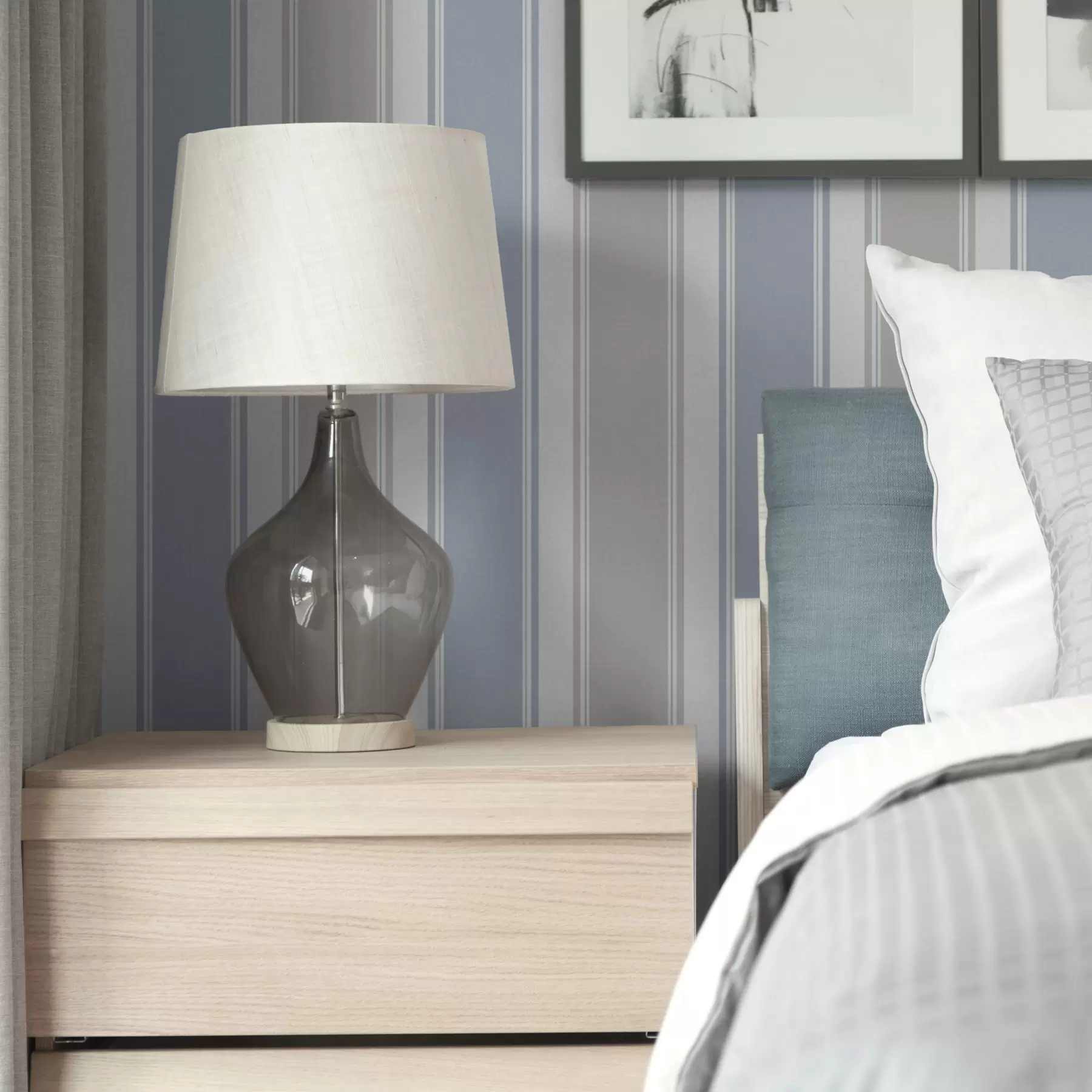 Papier peint Combinaison de larges bandes grises et bleues a00557