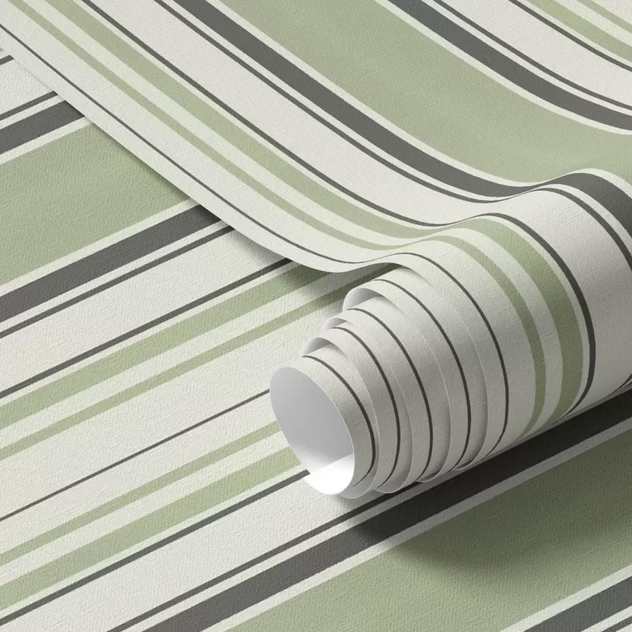 Papier peint Fond crème avec un mélange de rayures vertes et noires a00563