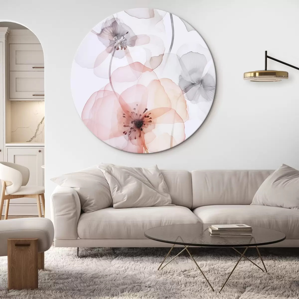 Tableaux rondes Fleurs imitation aquarelle r45681