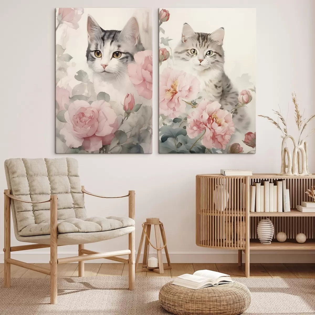 Tableau Chat parmi les fleurs m00676