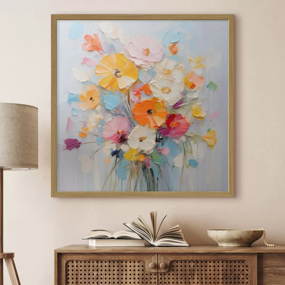 Poster Motif floral : bouquet abstrait dans des tons pastel f45599
