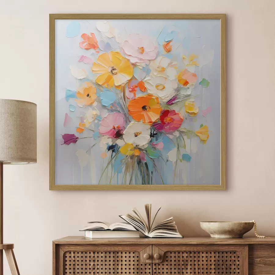 Papier peint Motif floral : bouquet abstrait dans des tons pastel f45599