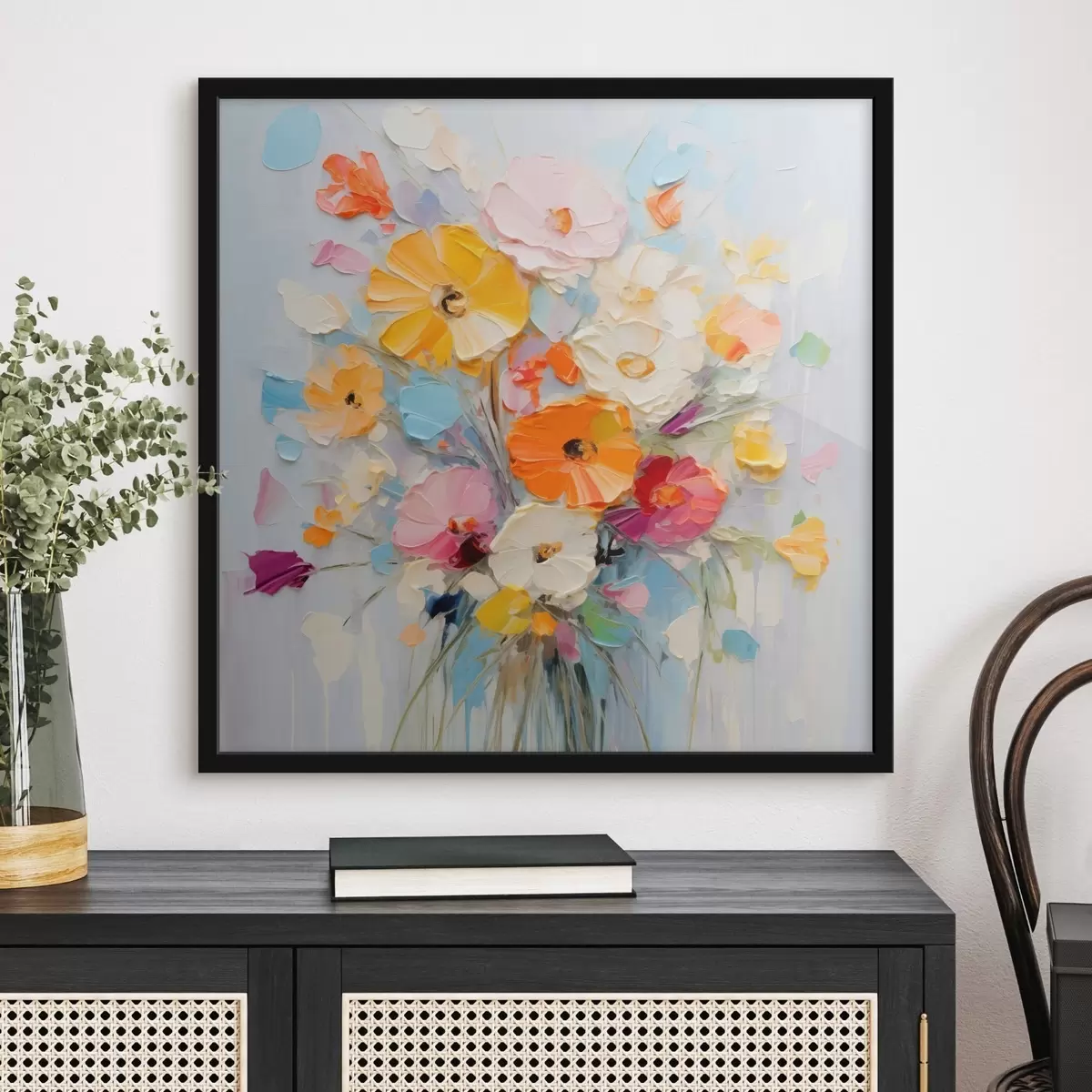 Poster Motif floral : bouquet abstrait dans des tons pastel f45599