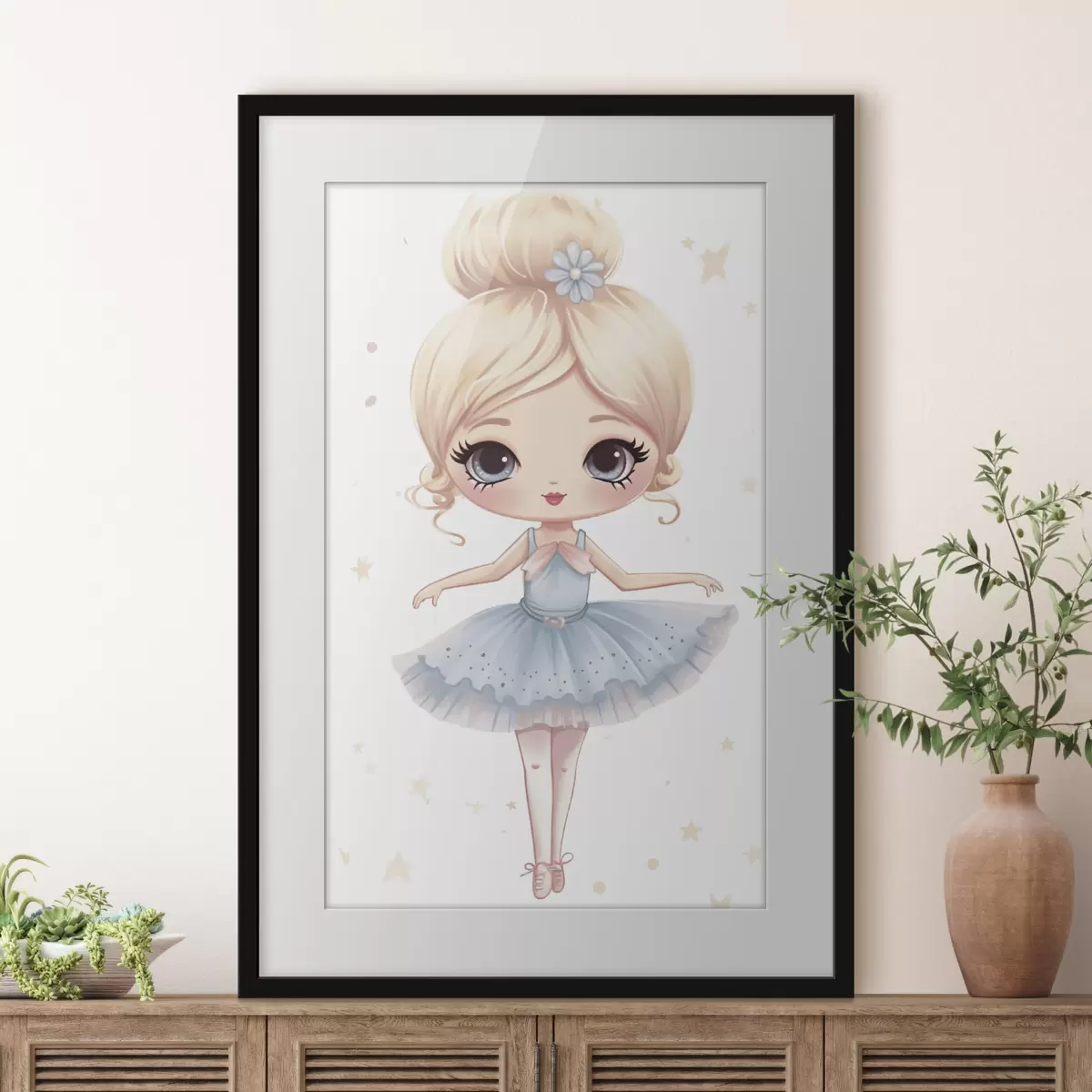 Poster Poupée ballerine dans une robe bleue avec un nœud f45481