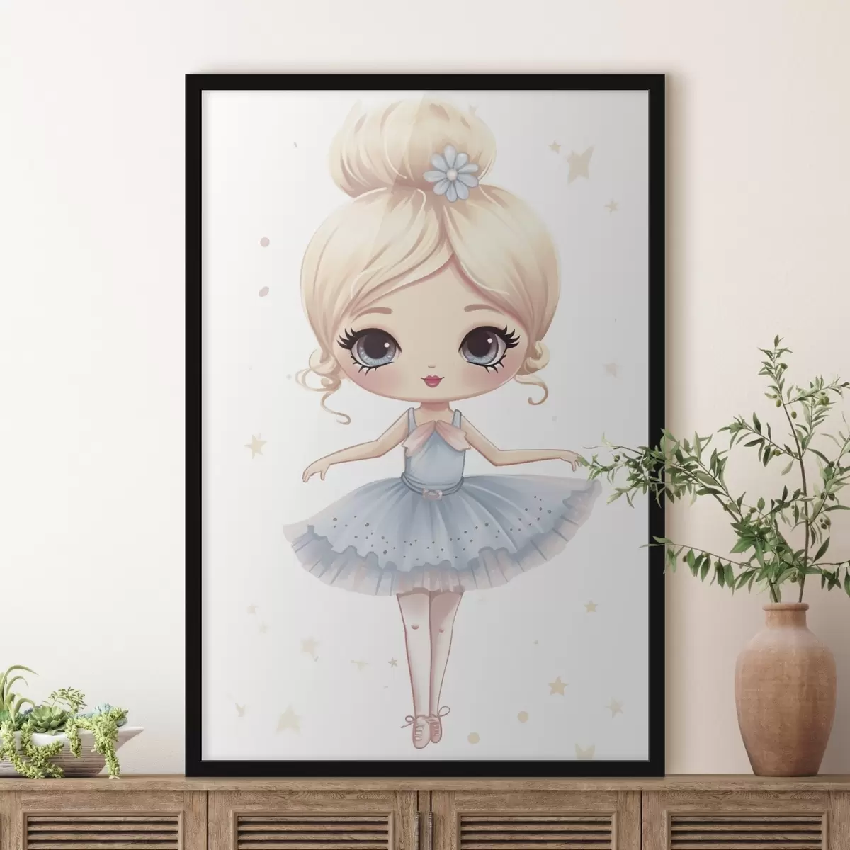 Poster Poupée ballerine dans une robe bleue avec un nœud f45481
