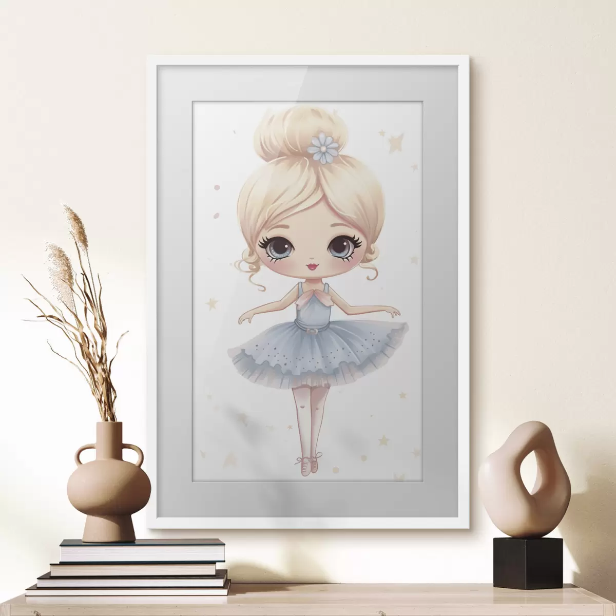 Poster Poupée ballerine dans une robe bleue avec un nœud f45481