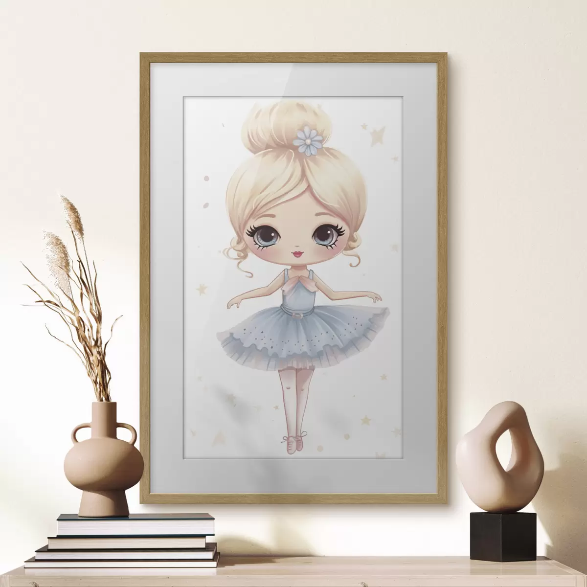Poster Poupée ballerine dans une robe bleue avec un nœud f45481