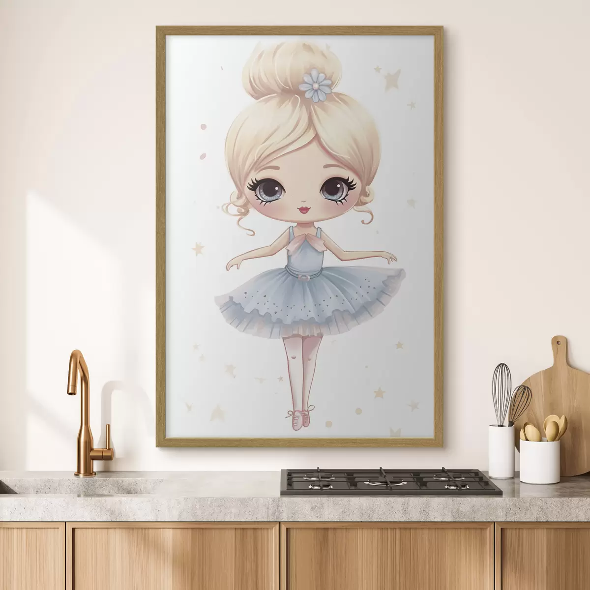 Poster Poupée ballerine dans une robe bleue avec un nœud f45481
