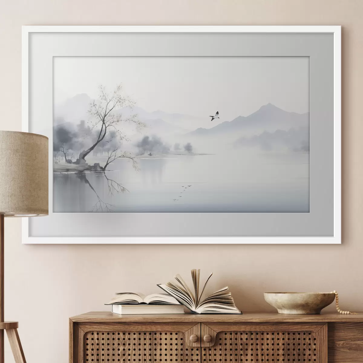 Poster Arbre près d’une eau argentée f45518