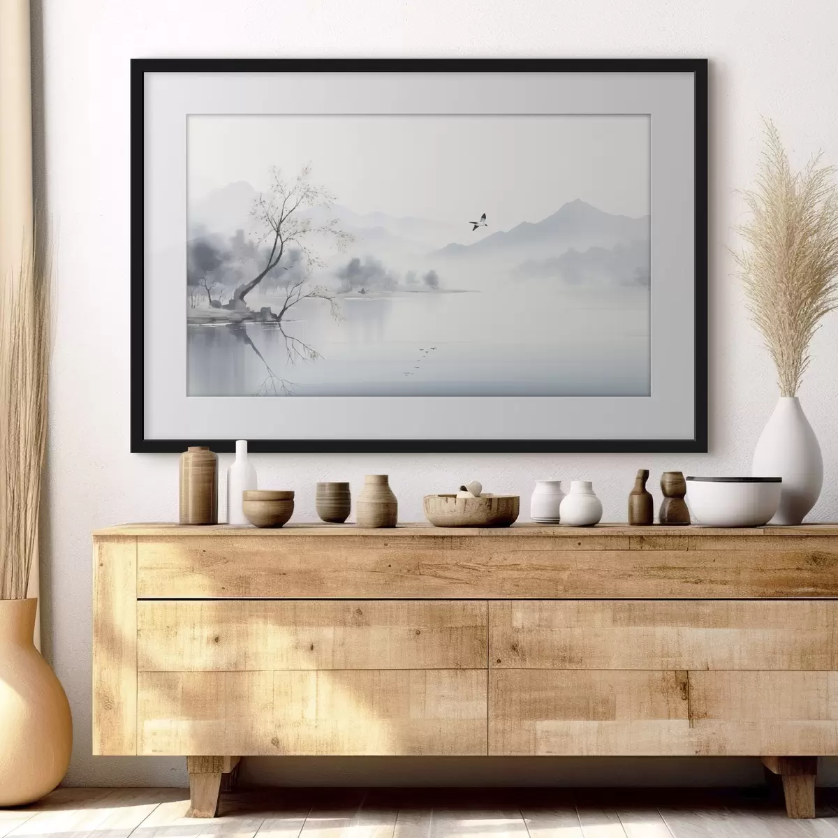 Poster Arbre près d’une eau argentée f45518