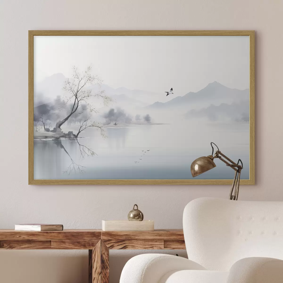Poster Arbre près d’une eau argentée f45518