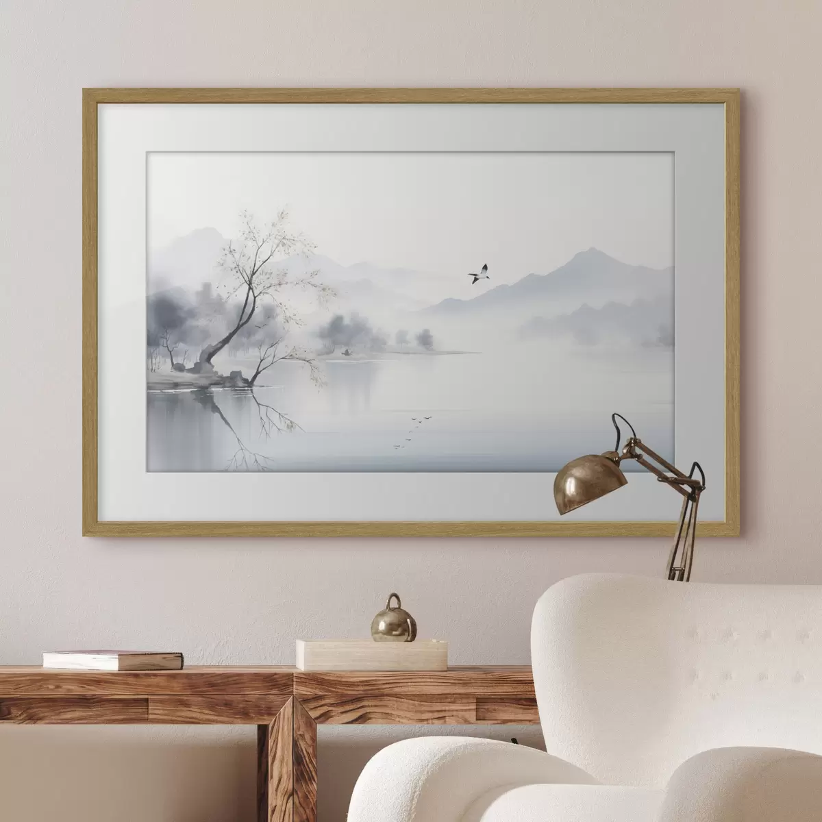 Poster Arbre près d’une eau argentée f45518