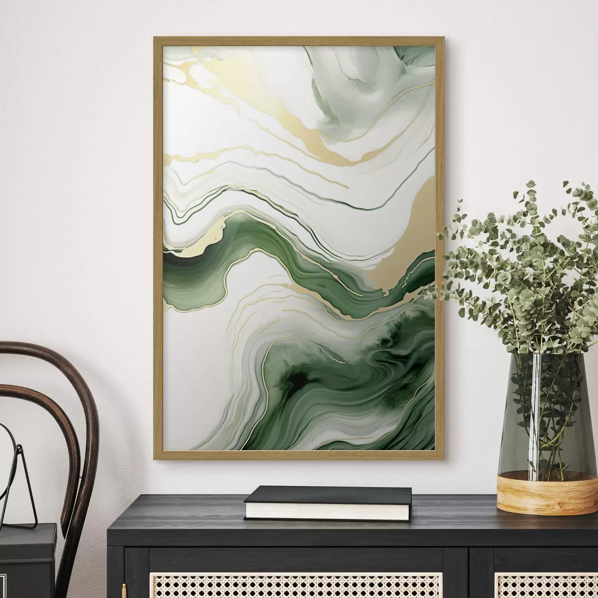 Poster Motifs de marbre vert clair et orange f45696