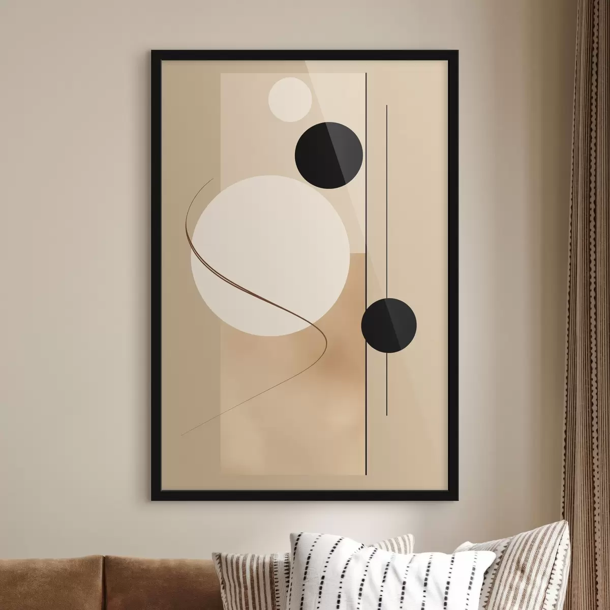 Poster Cercles abstraits minimalistes sur fond beige f45699