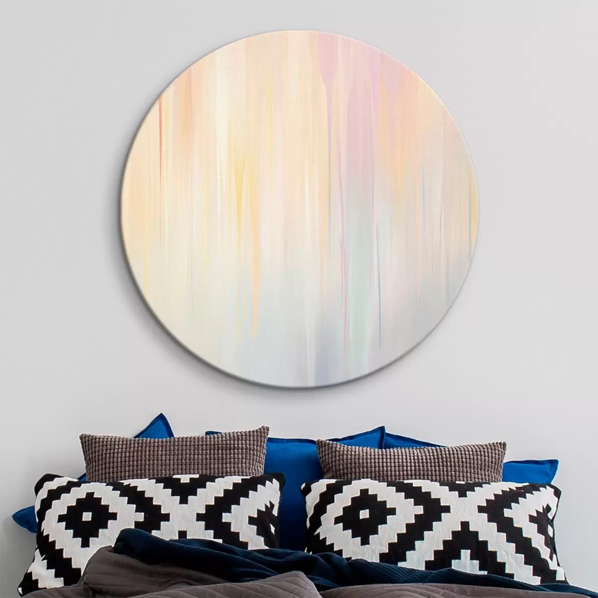 Tableaux rondes Rayures verticales abstraites dans des tons pastel r45508