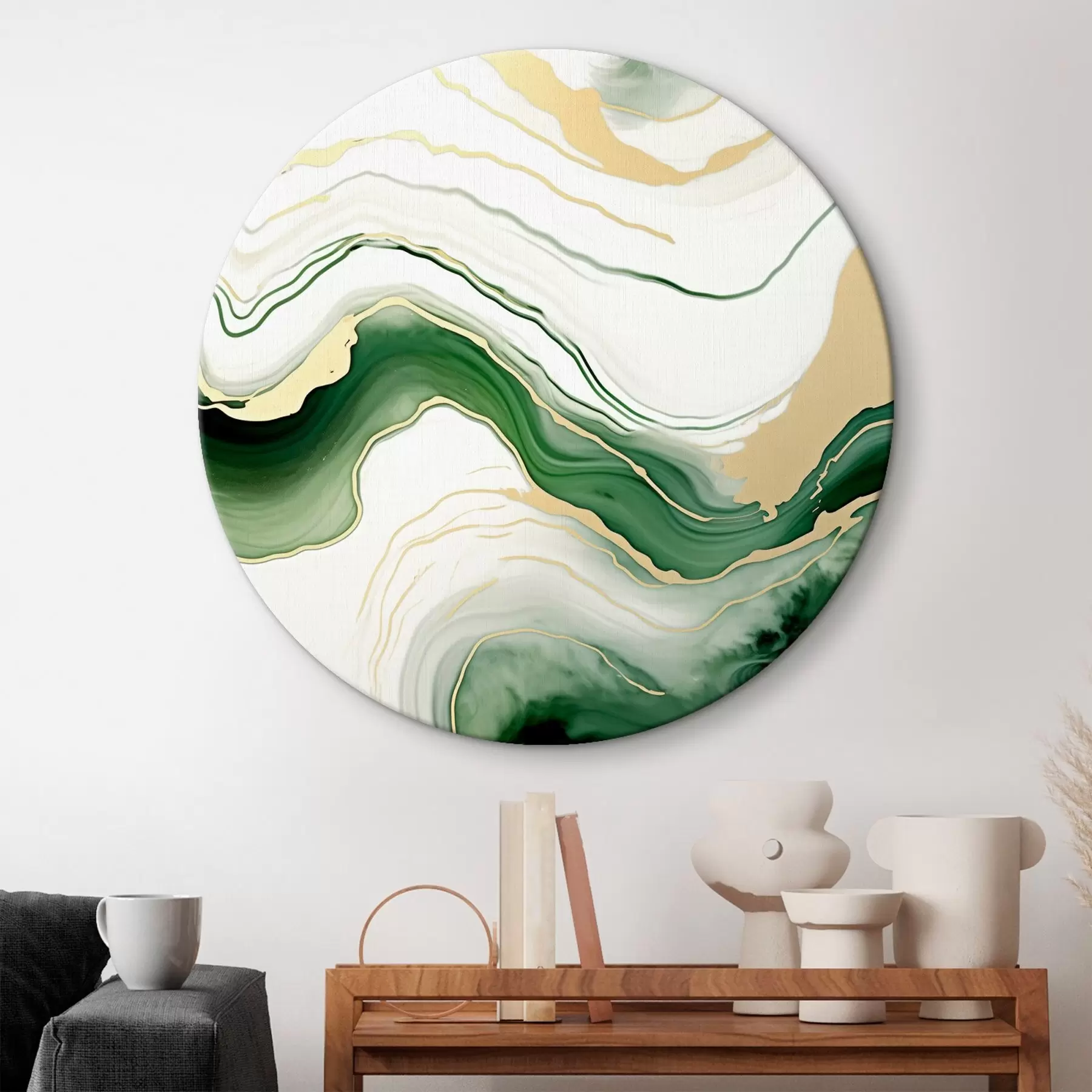 Tableau Motifs de marbre vert clair et orange r45696