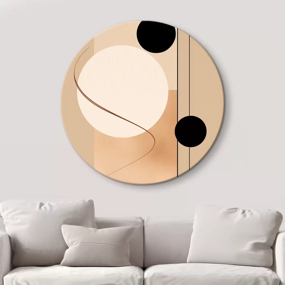 Tableaux rondes Cercles abstraits minimalistes sur fond beige r45699