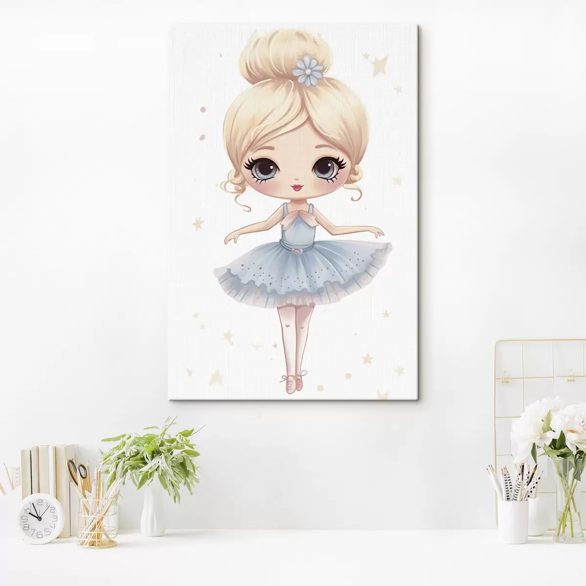 Tableau Poupée ballerine dans une robe bleue avec un nœud s45481
